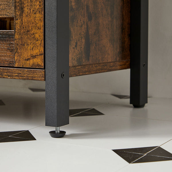 Waschbeckenunterschrank mit Regal Lamellentüren Vintage