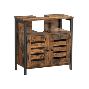 Waschbeckenunterschrank mit Regal Lamellentüren Vintage