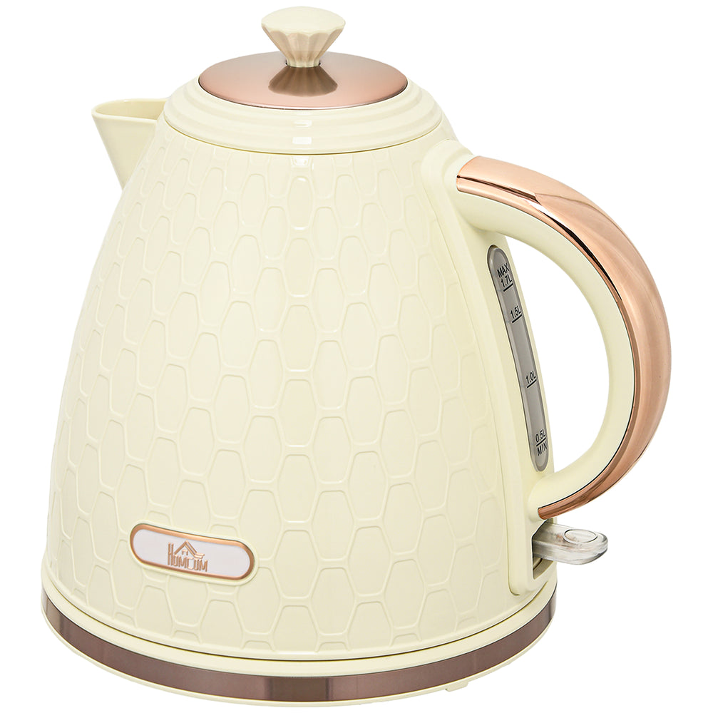 Wasserkocher Schnellkocher mit Sichtfenster und Filter 2200W beige