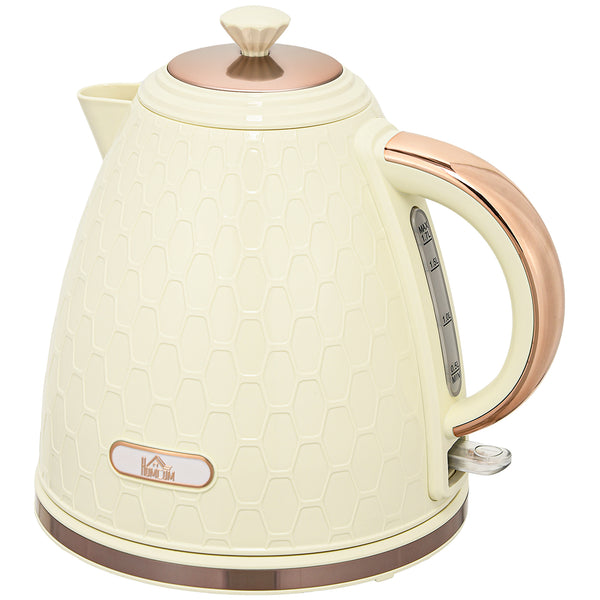 Wasserkocher Schnellkocher mit Sichtfenster und Filter 2200W beige