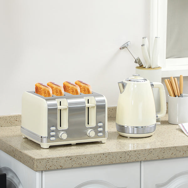 Wasserkocher und 4-Scheiben-Toaster Set 1,7L 2200W 7 Stufen