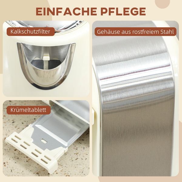 Wasserkocher und 4-Scheiben-Toaster Set 1,7L 2200W 7 Stufen