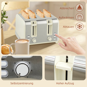 Wasserkocher und 4-Scheiben-Toaster Set 1,7L 2200W 7 Stufen