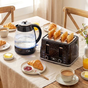 Wasserkocher und Toaster Set 1,7L 2200W 4 Scheiben schwarz