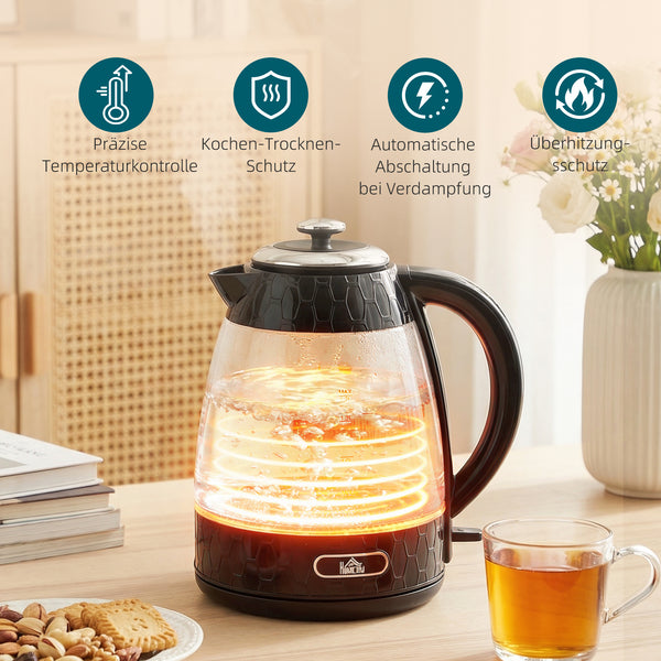 Wasserkocher und Toaster Set 1,7L 2200W 4 Scheiben schwarz
