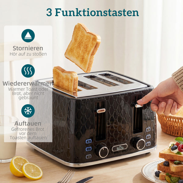 Wasserkocher und Toaster Set 1,7L 2200W 4 Scheiben schwarz
