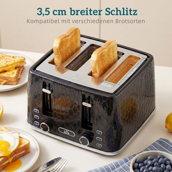 Wasserkocher und Toaster Set 1,7L 2200W 4 Scheiben schwarz