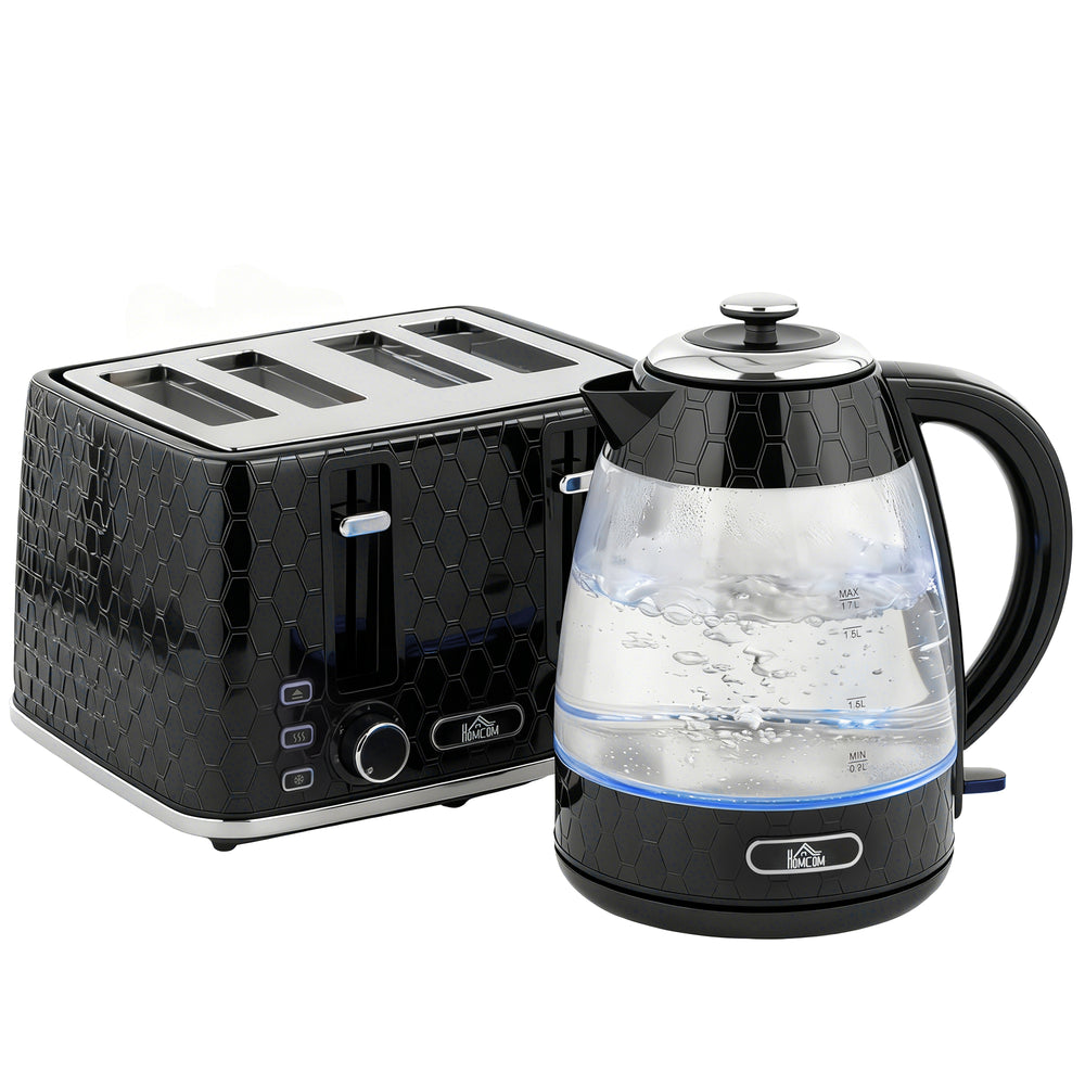 Wasserkocher und Toaster Set 1,7L 2200W 4 Scheiben schwarz