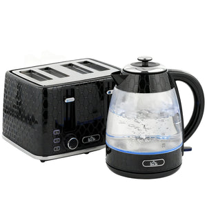 Wasserkocher und Toaster Set 1,7L 2200W 4 Scheiben schwarz
