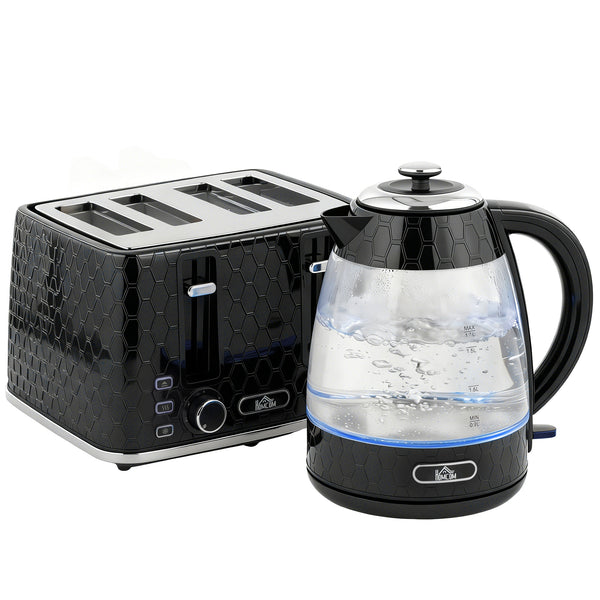 Wasserkocher und Toaster Set 1,7L 2200W 4 Scheiben schwarz