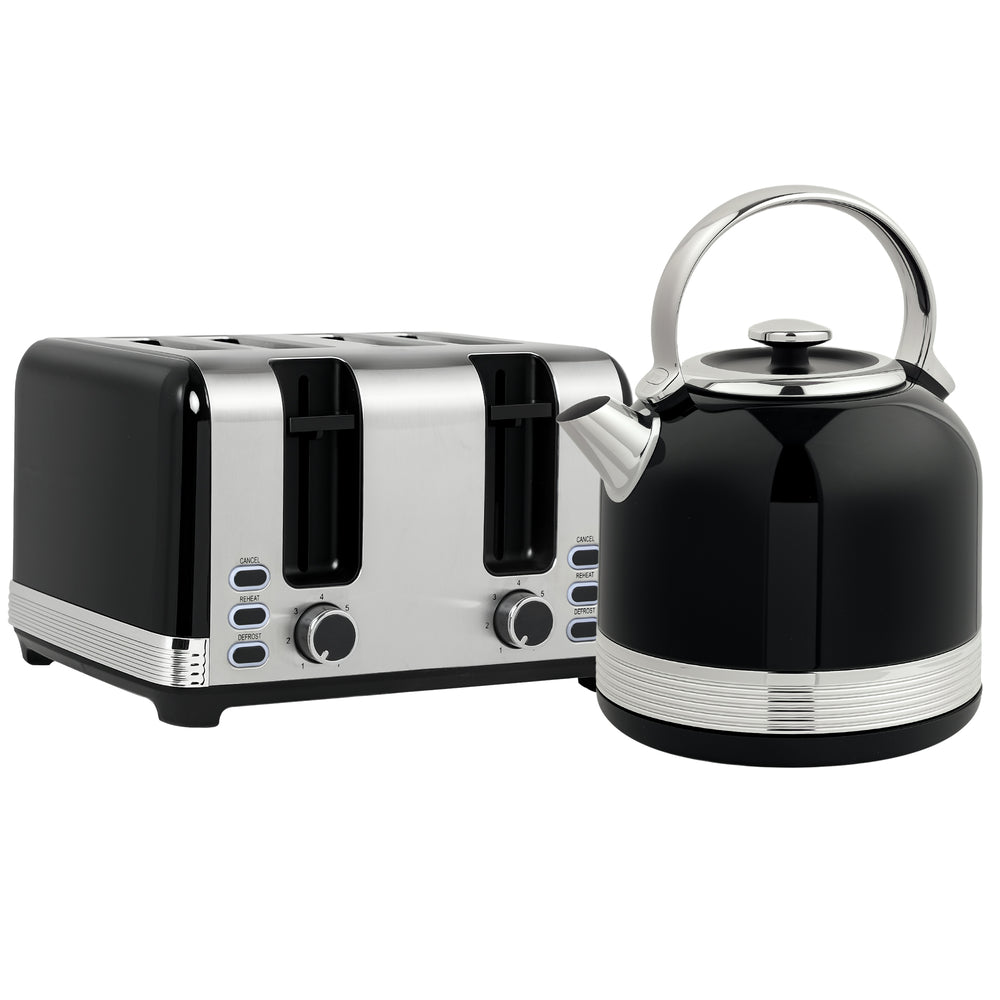 Wasserkocher und Toaster Set 1,7L 7 Stufen Edelstahl schwarz
