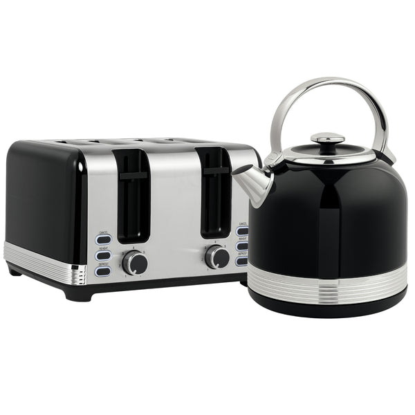 Wasserkocher und Toaster Set 1,7L 7 Stufen Edelstahl schwarz