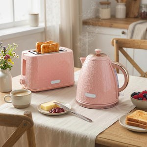 Wasserkocher und Toaster Set mit Abschaltung 1,7L 2200W rosa