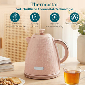 Wasserkocher und Toaster Set mit Abschaltung 1,7L 2200W rosa
