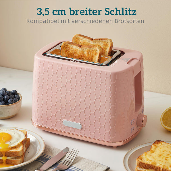 Wasserkocher und Toaster Set mit Abschaltung 1,7L 2200W rosa