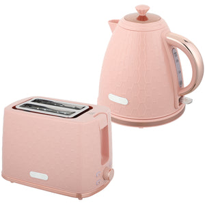 Wasserkocher und Toaster Set mit Abschaltung 1,7L 2200W rosa