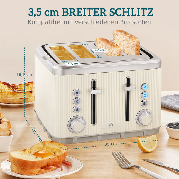 Wasserkocher und Toaster Set mit Schnellkochfunktion und Filter creme