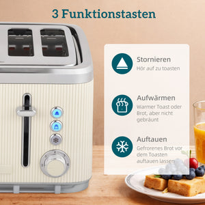 Wasserkocher und Toaster Set mit Schnellkochfunktion und Filter creme
