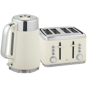Wasserkocher und Toaster Set mit Schnellkochfunktion und Filter creme
