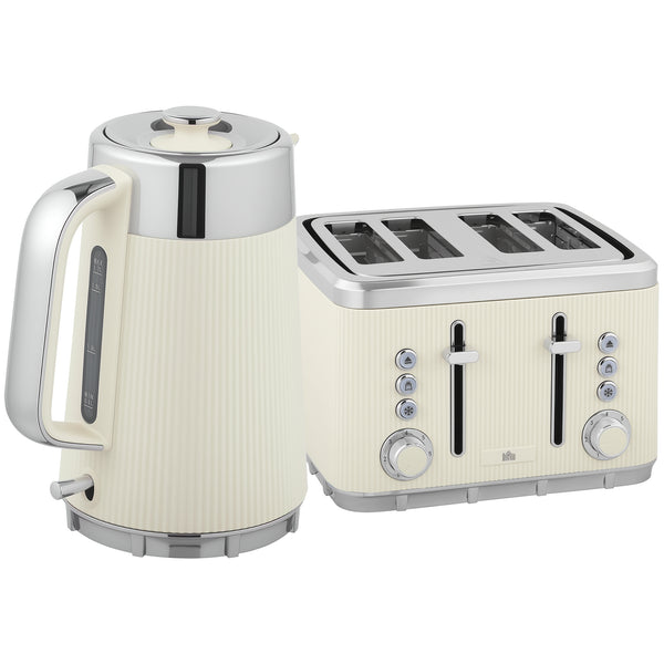 Wasserkocher und Toaster Set mit Schnellkochfunktion und Filter creme