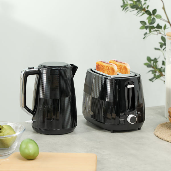 Wasserkocher und Toaster Set 1,7 L Edelstahl schwarz