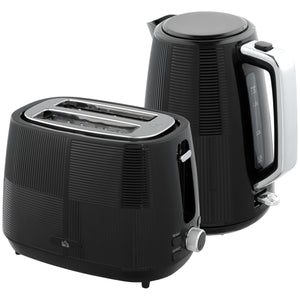 Wasserkocher und Toaster Set 1,7 L Edelstahl schwarz