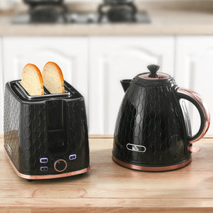 Wasserkocher und Toaster Set mit LED 1,7L schwarz