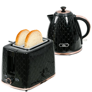 Wasserkocher und Toaster Set mit LED 1,7L schwarz