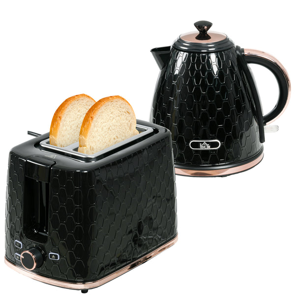 Wasserkocher und Toaster Set mit LED 1,7L schwarz