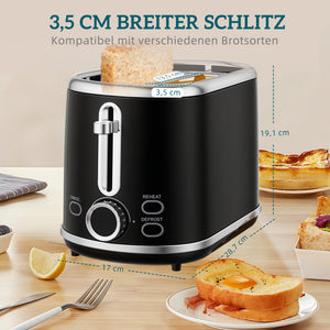 Wasserkocher und Toaster Set Retro Design LED 1,7L 2200W schwarz