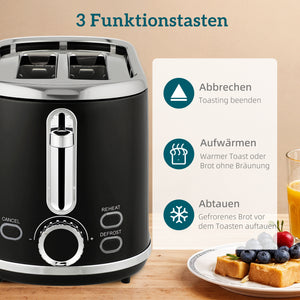Wasserkocher und Toaster Set Retro Design LED 1,7L 2200W schwarz