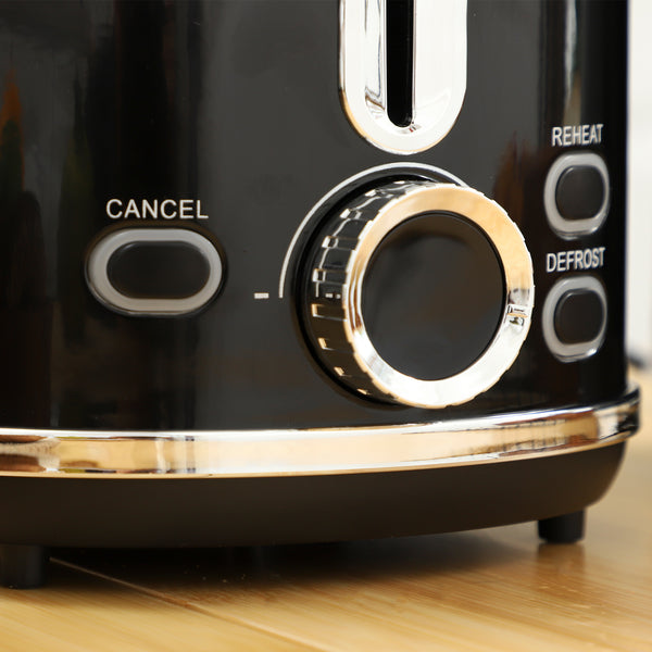 Wasserkocher und Toaster Set Retro Design LED 1,7L 2200W schwarz