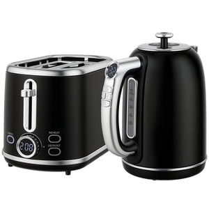 Wasserkocher und Toaster Set Retro Design LED 1,7L 2200W schwarz