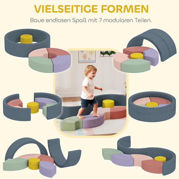 Weichbausteine bunt für Kleinkinder 7-teilig aus Schaumstoff