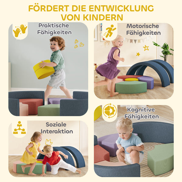 Weichbausteine bunt für Kleinkinder 7-teilig aus Schaumstoff