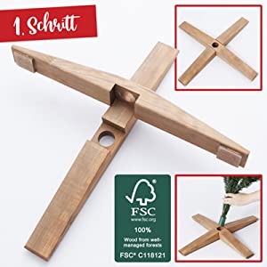 Weihnachtsbaum 220cm FSC Holzständer Premium Qualität Schnee