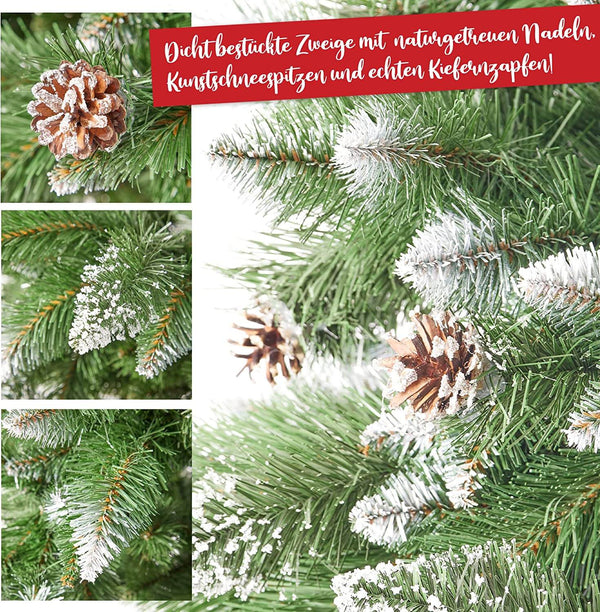 Weihnachtsbaum 180cm FSC Holzständer Premium Qualität Schnee