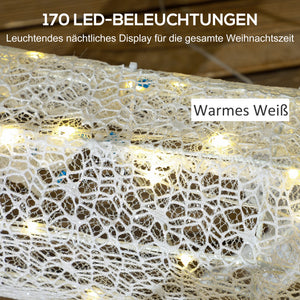 Weihnachtsdeko LED Rentier & Schlitten 170 Lichter Weiss In-/Outdoor