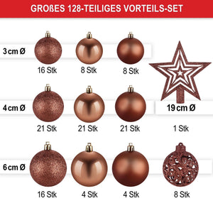 Weihnachtskugeln Festiva 128-teilig Christbaumkugeln Braun