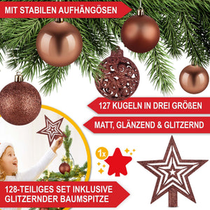 Weihnachtskugeln Festiva 128-teilig Christbaumkugeln Braun
