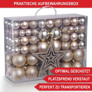 Weihnachtskugeln Festiva 128-teilig Christbaumkugeln Champagner
