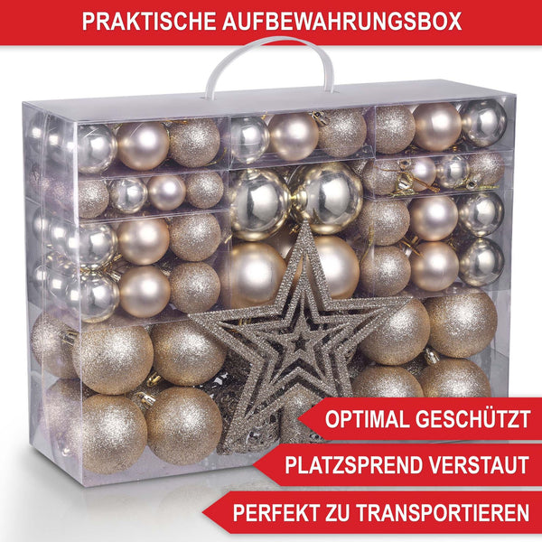 Weihnachtskugeln Festiva 128-teilig Christbaumkugeln Champagner