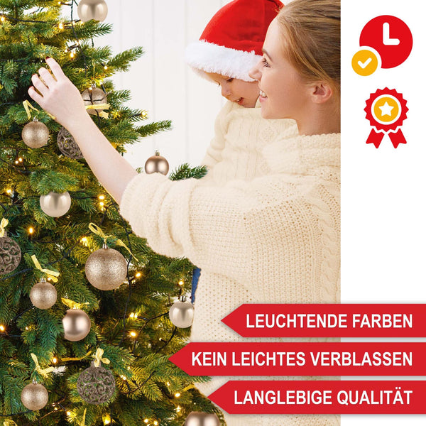 Weihnachtskugeln Festiva 128-teilig Christbaumkugeln Champagner