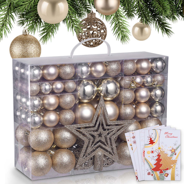 Weihnachtskugeln Festiva 128-teilig Christbaumkugeln Champagner