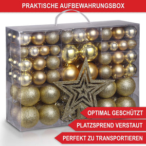 Weihnachtskugeln Festiva 128-teilig Christbaumkugeln Gold