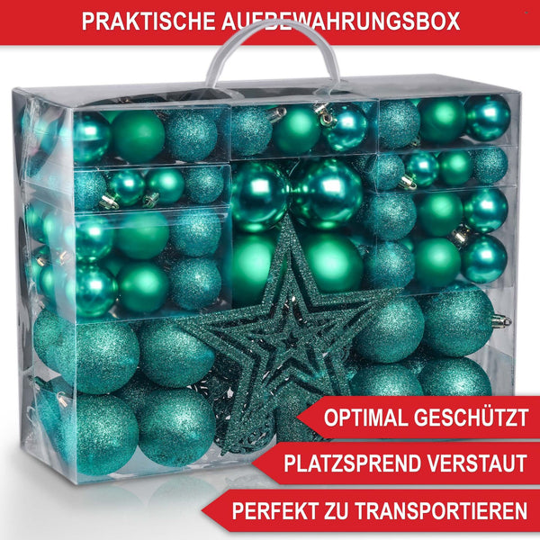Weihnachtskugeln Festiva 128-teilig Christbaumkugeln Grün
