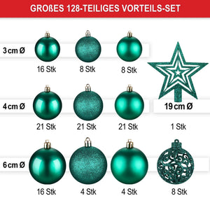 Weihnachtskugeln Festiva 128-teilig Christbaumkugeln Grün