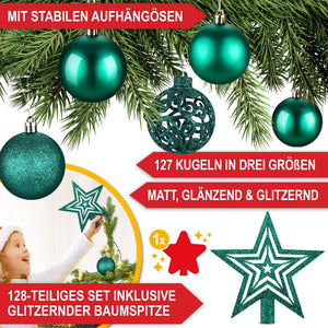 Weihnachtskugeln Festiva 128-teilig Christbaumkugeln Grün