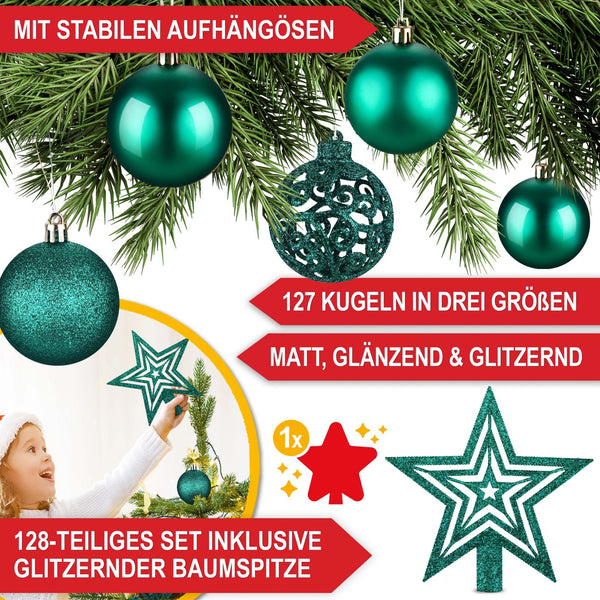 Weihnachtskugeln Festiva 128-teilig Christbaumkugeln Grün