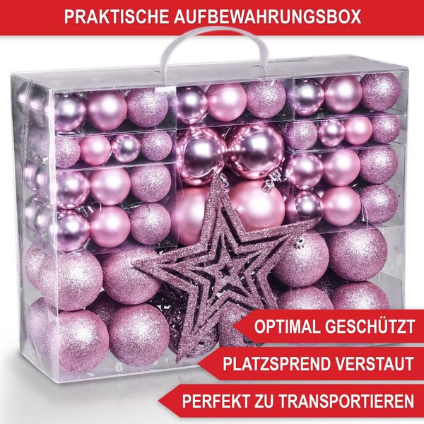 Weihnachtskugeln Festiva 128-teilig Christbaumkugeln Pink